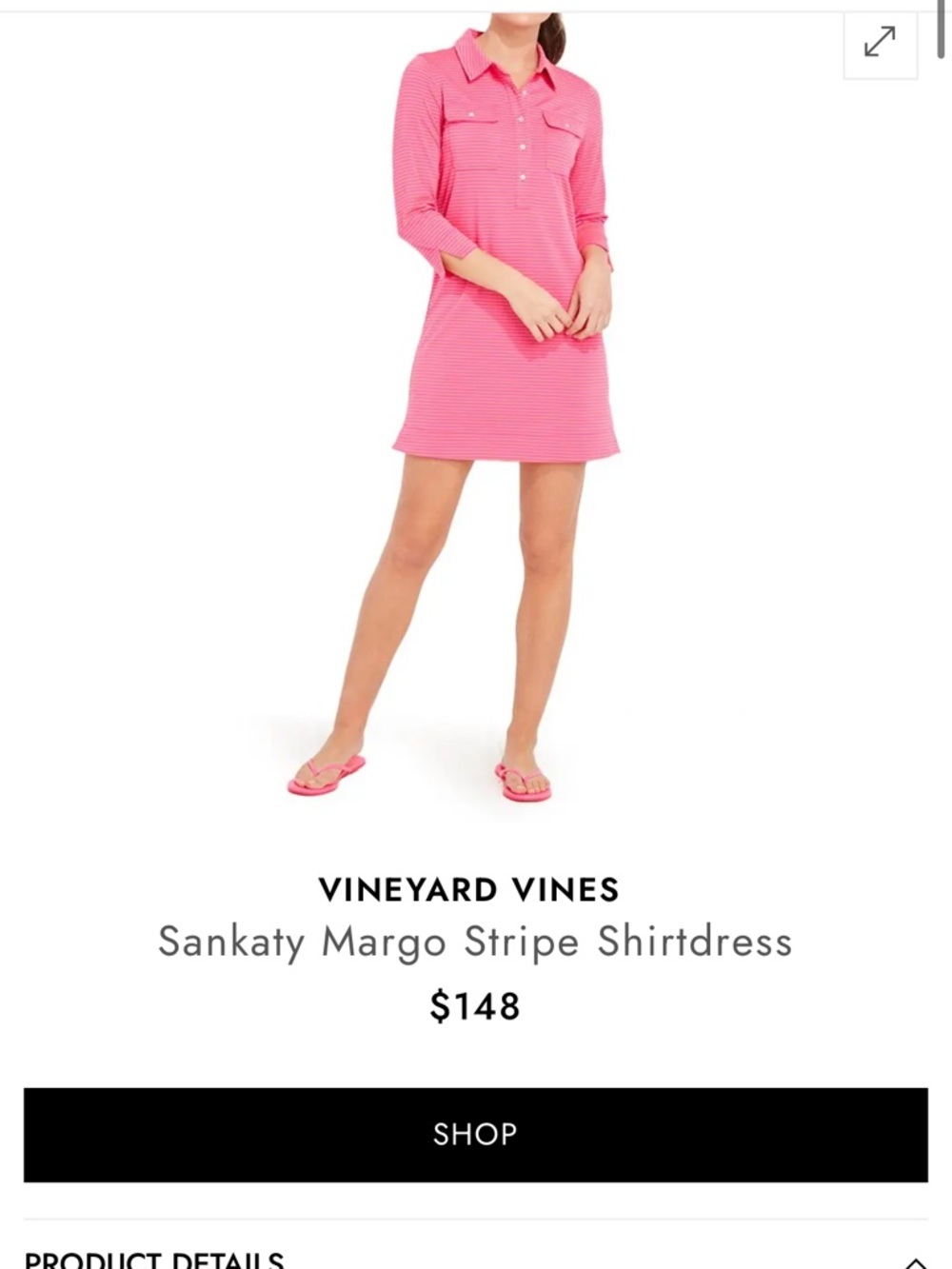 Vineyard vines sankaty Margo shirt dress large pink and orange
